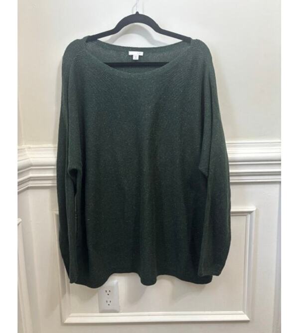 J. Jill Sweaters - J. Jill Sweater 2X Dark Green Cotton Silk Boat Neck Knit XXL Crew